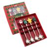 Christmas Spoon Cutlery Set Stainless Steel Xmas Dinner Forks Dessert Fruit Ice Cream Tea Cake Forks Doll Tableware Gift Box Christmas Party Supply