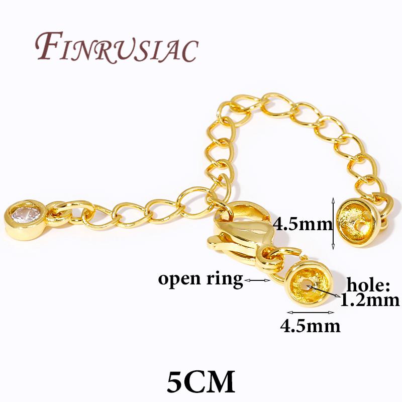 2/4/6Pcs 18K Gold Plated Extension Extended Tail Chains with Lobster Clasps End Caps Findings For DIY Jewelry Making Supplies