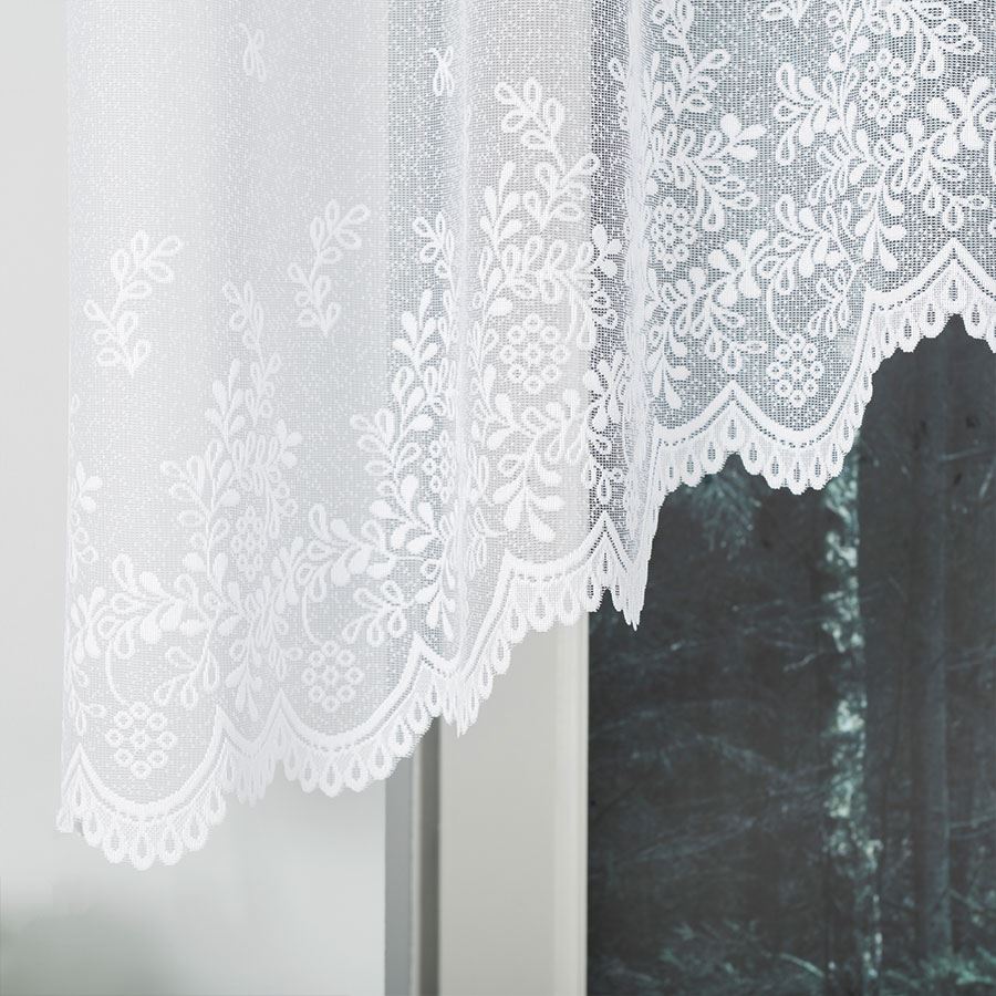 Karolina - Ready-made Jacquard Curtain with Bottom Trim - 300X120 - White