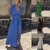 Elegant Women Deep V Neck Maxi Dress With Half Sleeve For Summer Beach Holidays