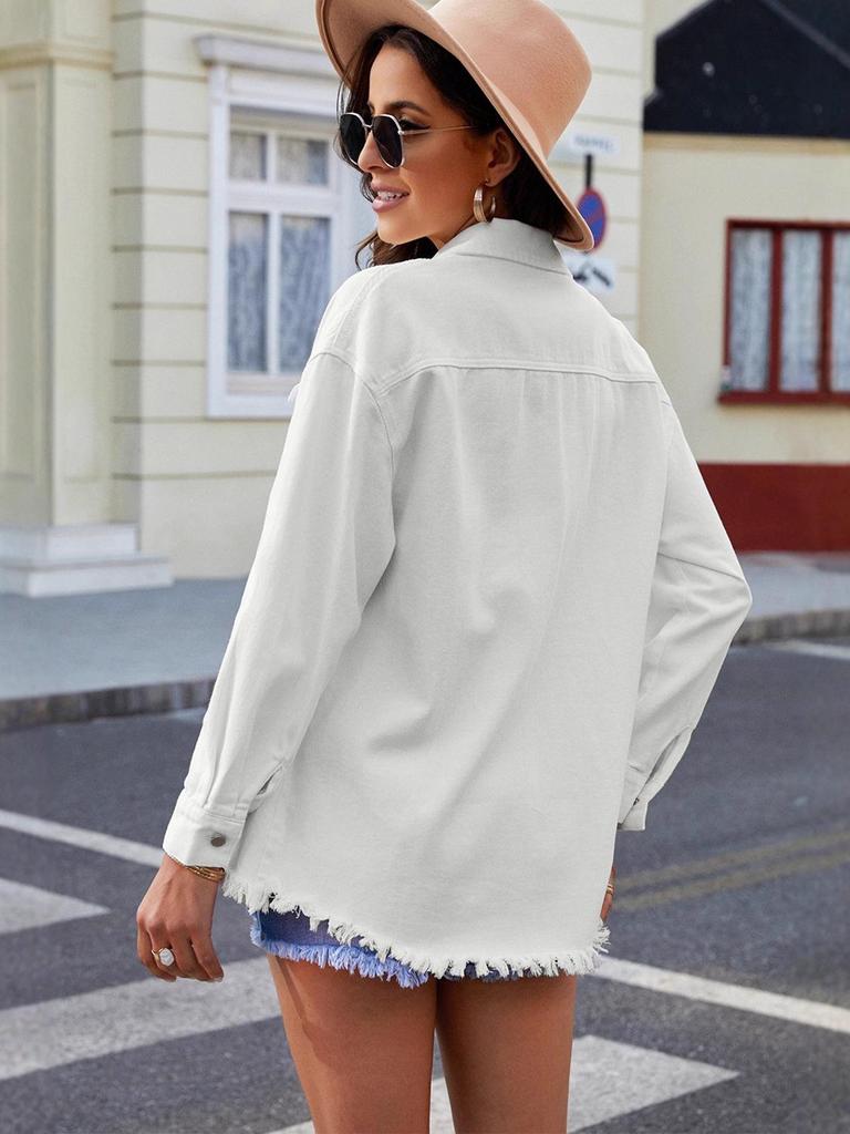 Women's Autumn/Winter Washed Denim Jacket - Loose Fit, Versatile, Single-Breasted, Long-Sleeved Top