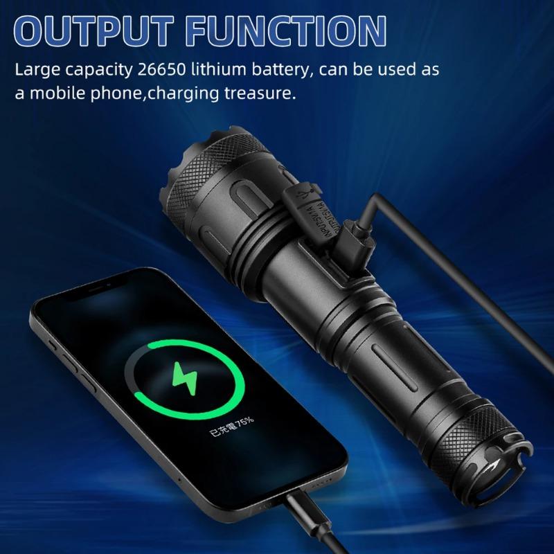 XHP160+COB Strong Light Torch Outdoor TYPE-C USB Rechargeable Flashlight Aluminum Alloy IPX5 Waterproof LED Lamp With Side Light