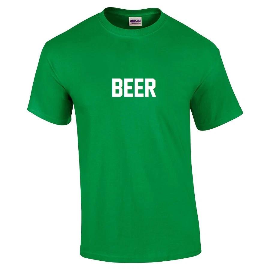 BEER T-Shirt White Irish Green Saint Patrick s Day Cotton Drinking Shirt S-5XL 2XL