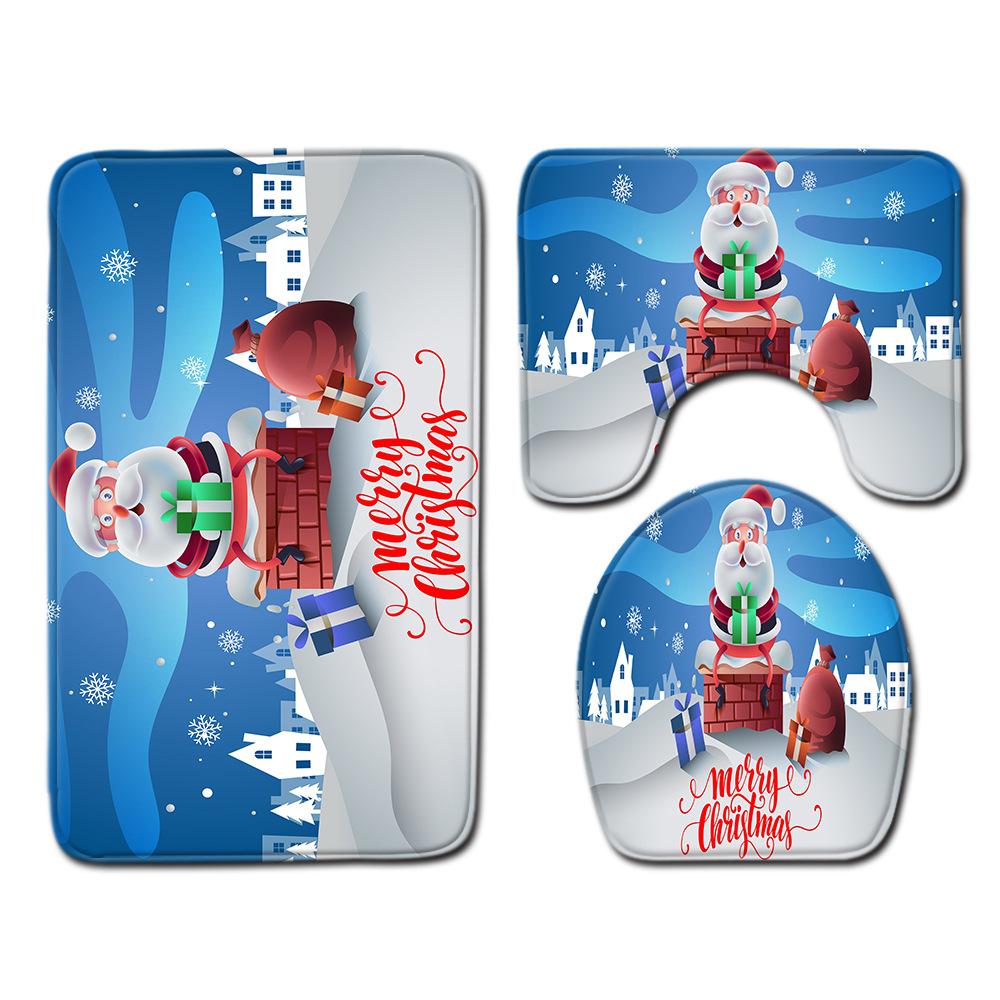 

Рождественский коврик для ванной, туалетный трехпредметный набор 45cmx75cm