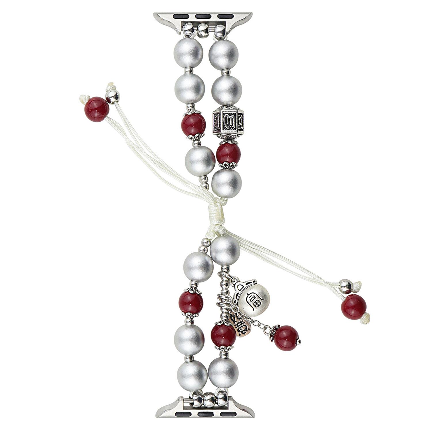 

Для Apple Watch 10 46мм/Ultra 2/Ultra 49мм/9 8 7 45мм/SE (2023) SE (2022) SE 6 5 4 44мм/3 2 1 42мм Ремінець зі штучних перлів White/2-Chain