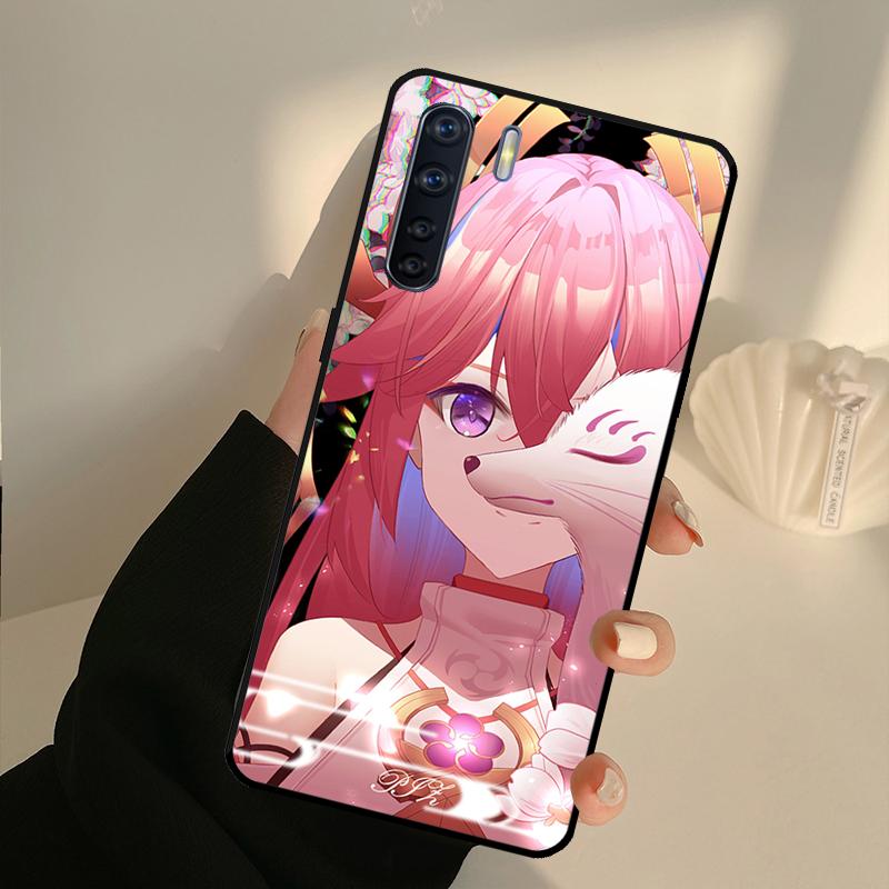 Genshin Impact Yae Miko Case For OPPO Find X5 X3 Pro A5 A9 A31 A53 A53S A3S A5S A15 A52 A72 A83 A91 A54 A74 A94