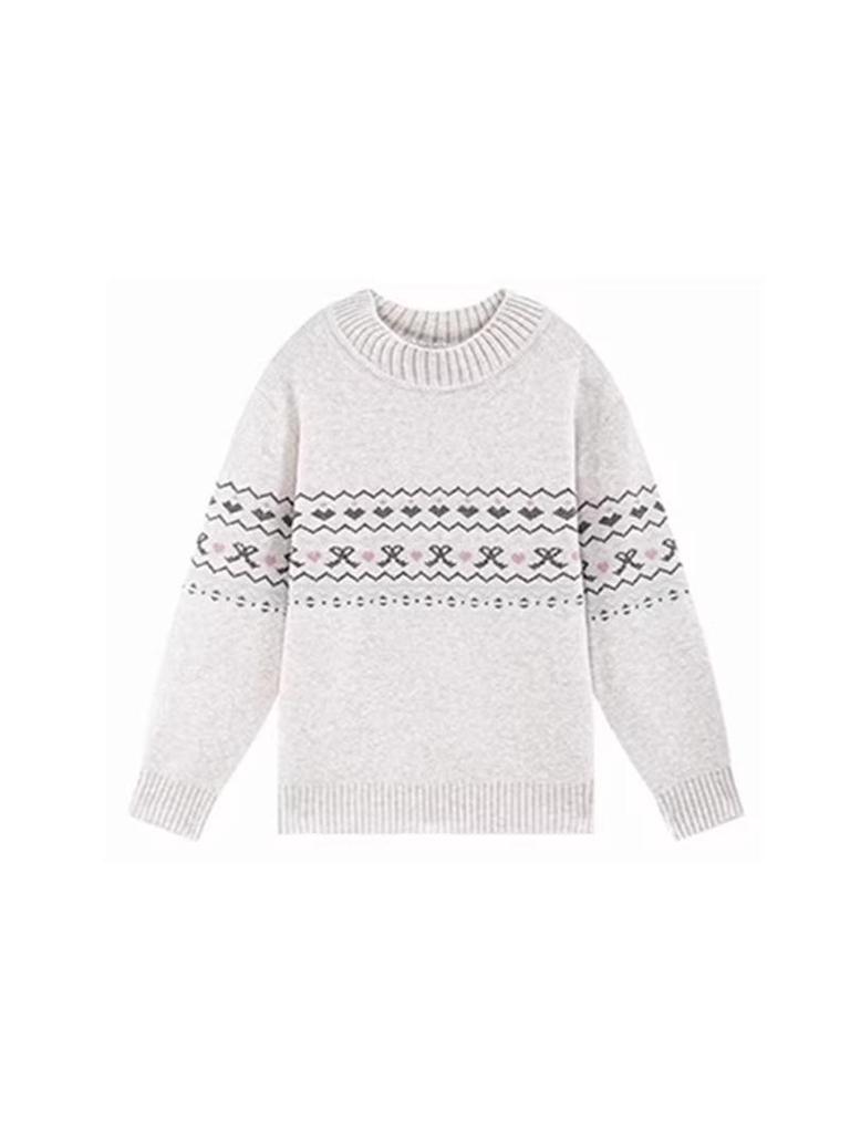 Girls' Autumn Winter Thick Warm Stylish Sweater - Trendy Knitwear, Versatile New Year Outfit for Medium & Large Children, Loose & Slimming Fit