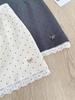 Polka Dot Lace Trim A-Line Midi Skirt, Spring/Summer 2025 Fashion, Petite High-Waist Hip-Hugging Fit