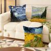 V-Van Gogh Oil Painting Cushion Cover Soft Short Plush Pillow Cover Smooth Cozy Texture Aesthetic Cushion Case Home Decor