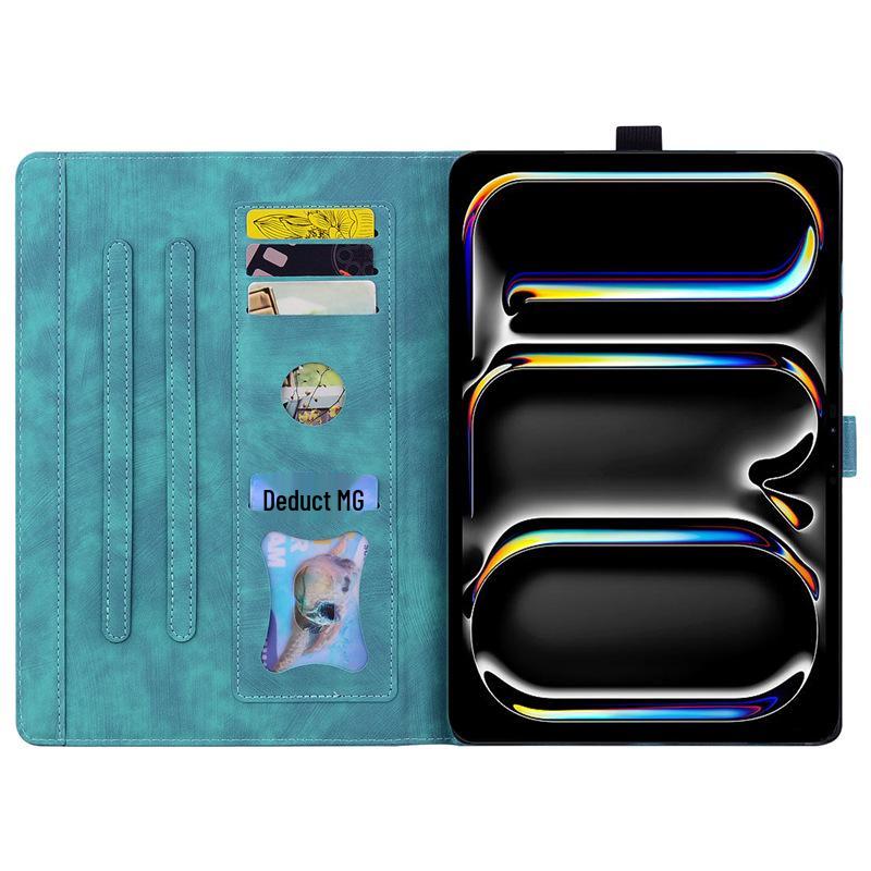 iPad Air 13-inch 2025 Leather Case, Cherry Blossom Cat Design, Card Slot, Stand Compatible with iPad 10.9 and Pro 11-inch