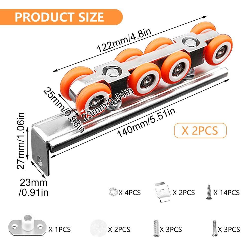 2 PCS Easy To Use Sliding Door Track Sturdy Sliding Door Carriage Sliding Door Kit  Through Door