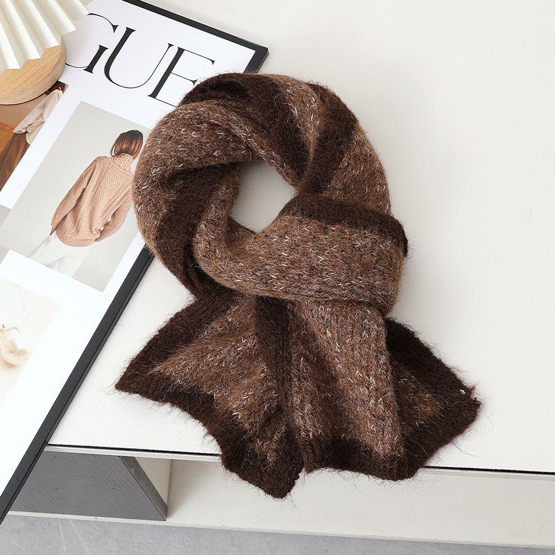Korean version ins style Internet celebrity new double-spell contrasting color scarf women's autumn and winter warm versatile high-end neck