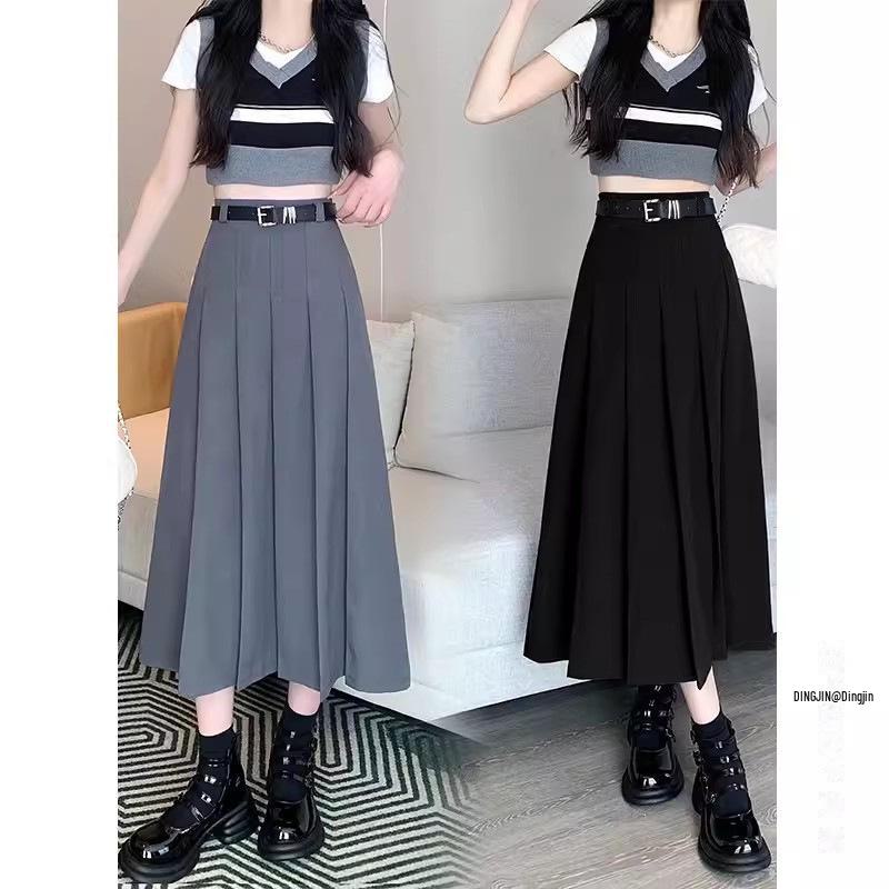 

Женский комплект из двух предметов: Футболка-жакет и юбка-плиссе А-силуэта на все времена года X Large чёрный