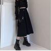 Student Gothic Long Techwear Skirts Women Grunge Punk High Waist Chain Pocket Strap Black Cargo Skirts Goth Harajuku Streetwear