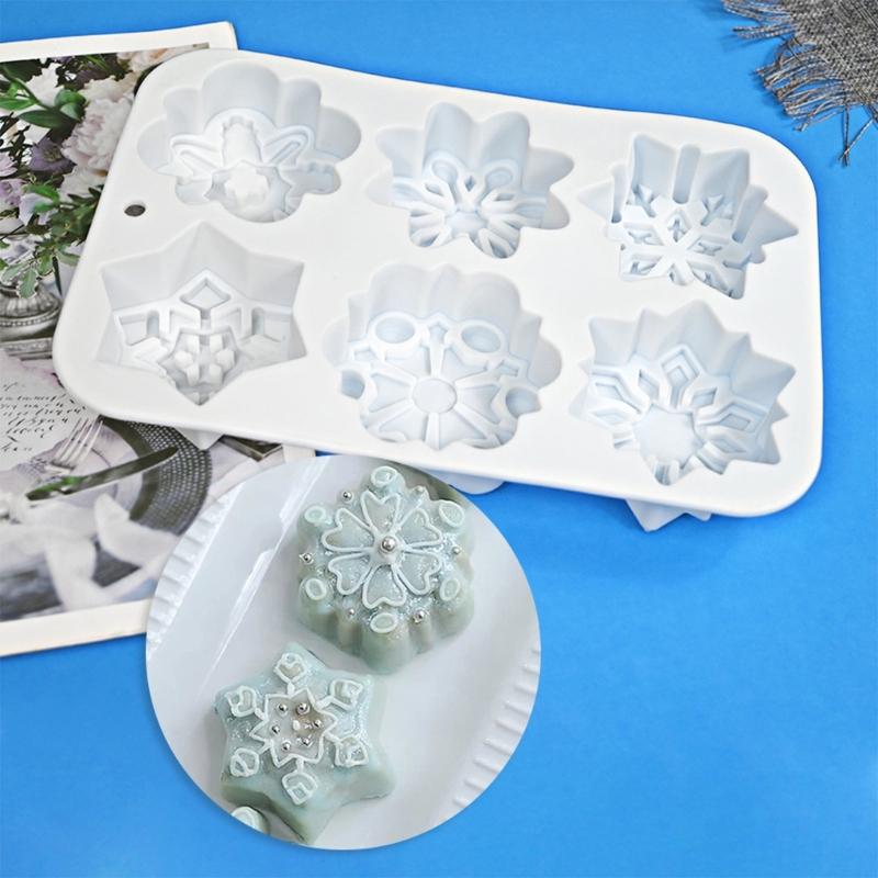 3D Cake Molds Snowflake Shaped Cake Decorating Molds Soap Moulds Desset Molds Suitable for Hand-Making Soap Dessert