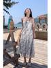 Elegant French Style Floral Spaghetti Strap Long Dress - Summer Slimming Resort Wear