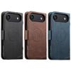 iPhone 17 Pro/Samsung Magnetic Leather Flip Case with Wireless Charging, Card Slot, and Stand