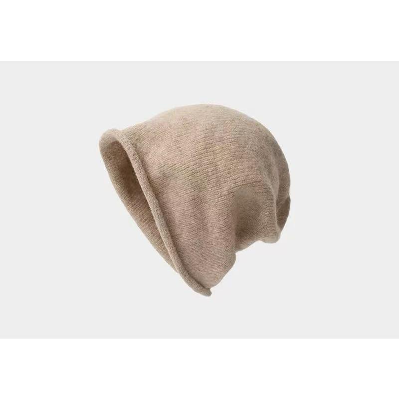 Oversized Knit Beanie Gray Warm Autumn Winter Hat