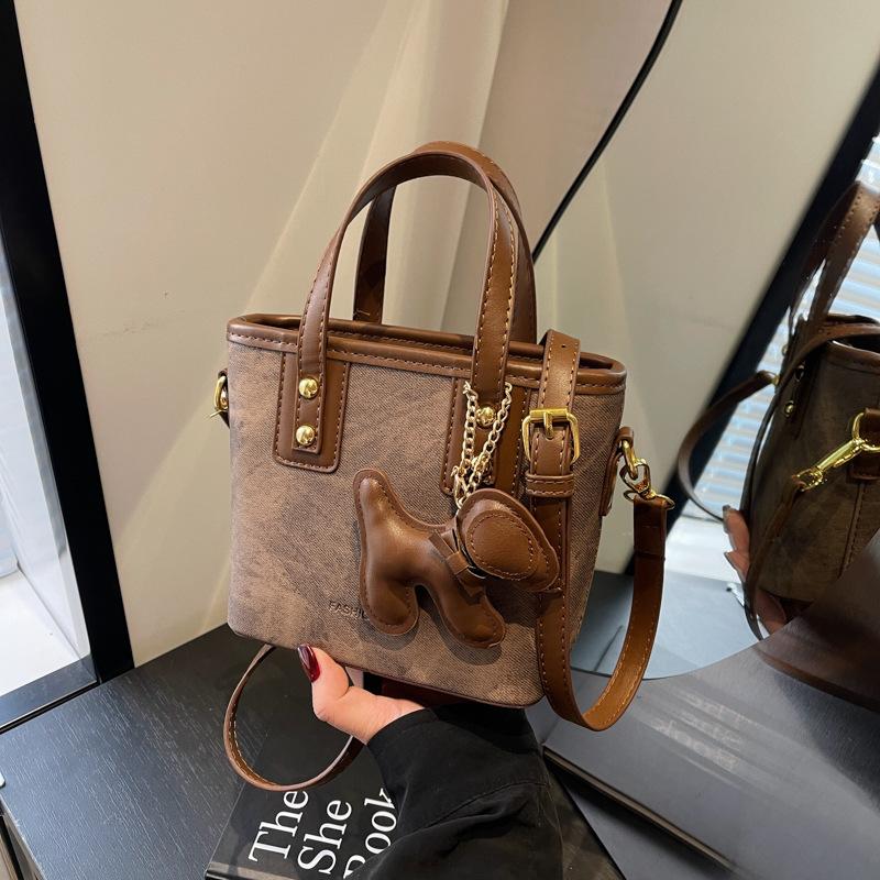 

Премиальная ретро-сумка, женская сумка, популярная сумка-мессенджер, переносная сумка-ведро no pendant темно-коричневого