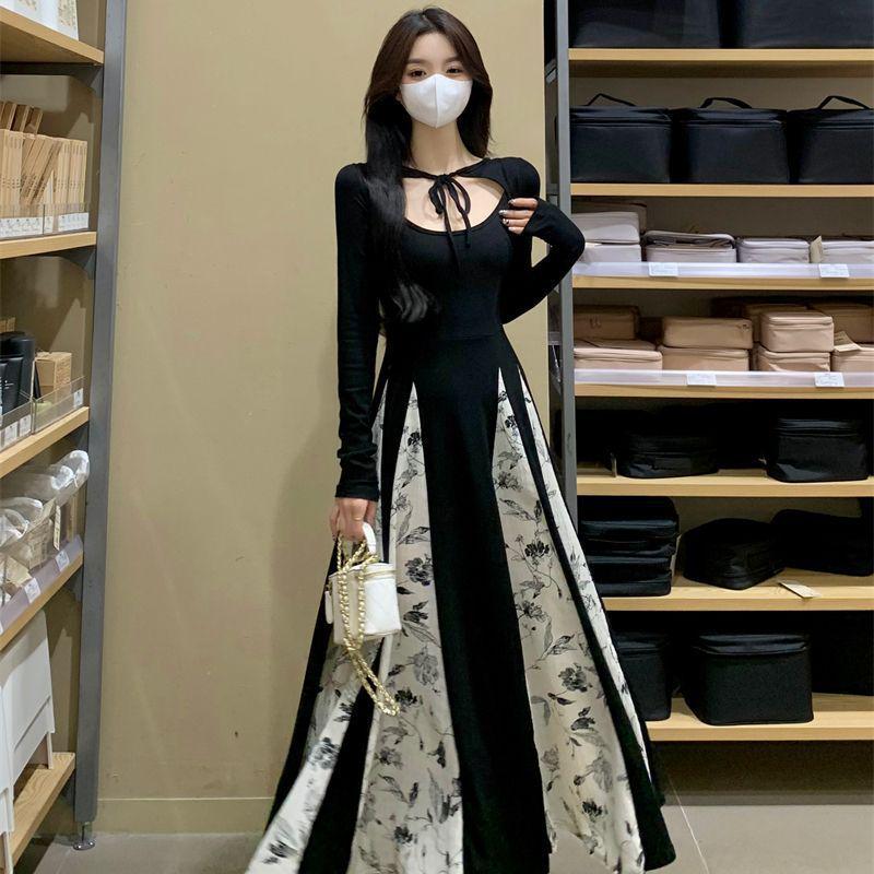 Elegant Hepburn-Style Black Summer Dress - French Slimming, Plus Size 2026 Collection S (Recommended 80-90 jin)