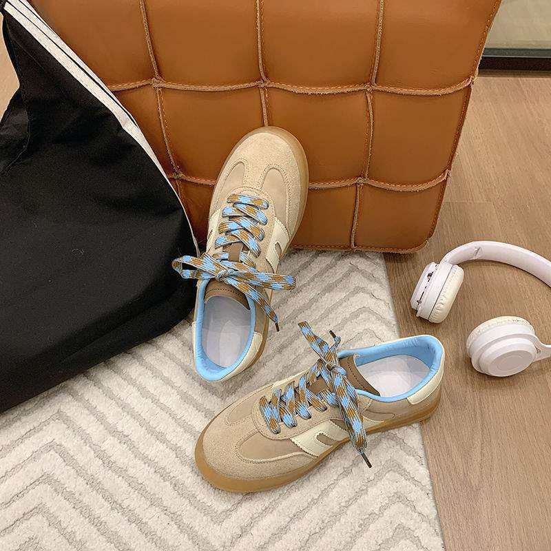 American retro soft color matching German training shoes 2025 spring and autumn new round head flat bottom sports and leisure Forrest Gump shoes