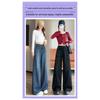 Women's Rhinestone Wide-Leg Jeans 2026 New High-Waisted Loose Design with Draped Straight Legs