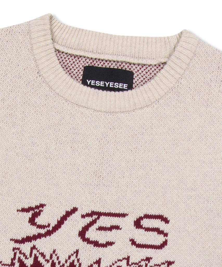 YESEYESEE Eye Knit Pullover Sweater Oatmeal