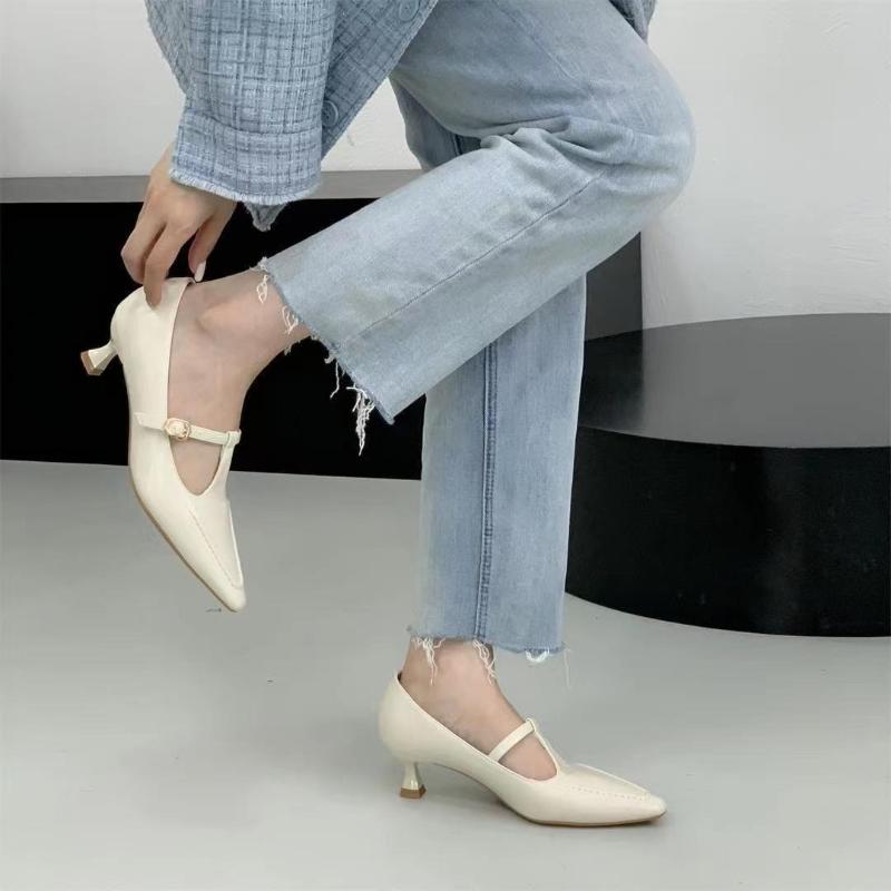 

Модная женская летняя обувь с острым носком, туфли-стилеты на высоком каблуке для женщин 2025, новые туфли-лодочки с острым носком в горячем корейском стиле 35 бежевый