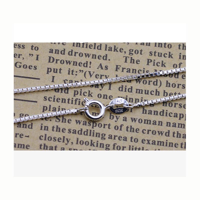 

925 Silver 0.8mm Box Chain Necklace for Women Girls Kids Children 40cm/45m DIY Jewelry kolye collares collier 40cm