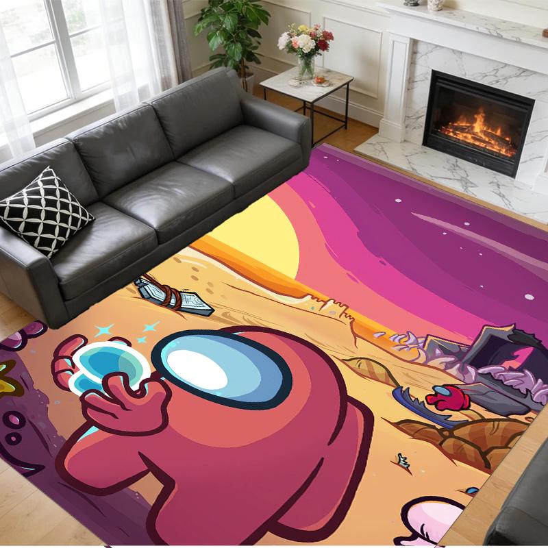 Anti‑Slip Crystal Velvet Floor Rug, Among Us Design Carpet for Indoor Living Bedroom Home Decoration