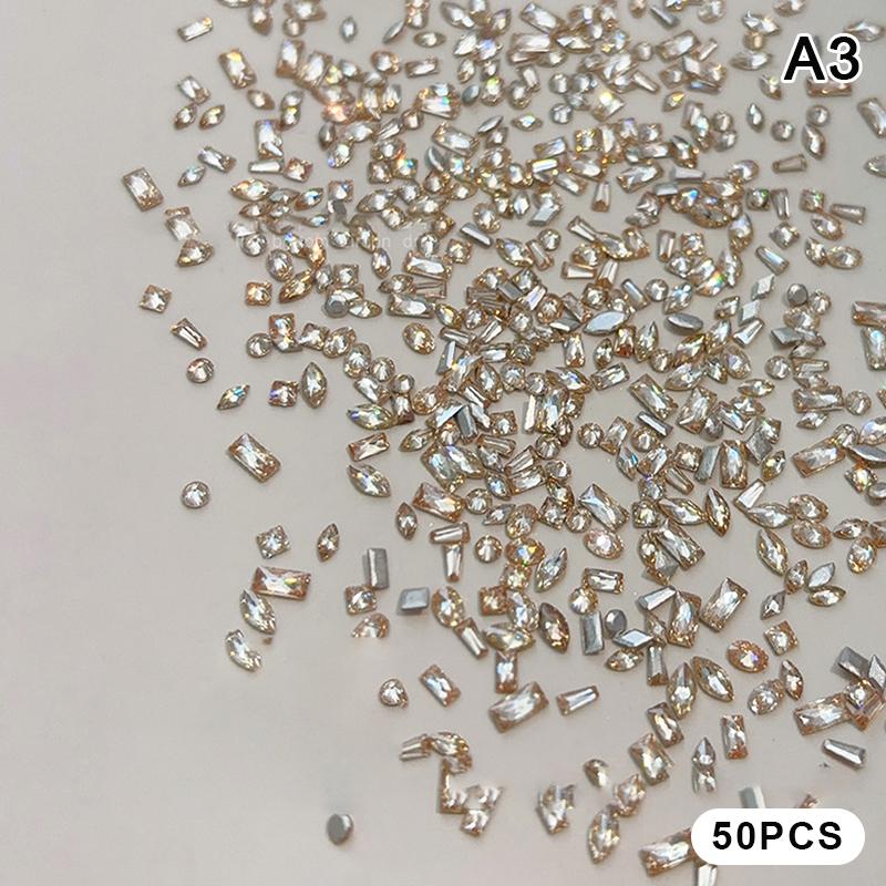 12 Gitter Gemischte Mini Zirkon Nagel Diamanten Pferdeaugen Diamanten Weiß Champagner Nagel Strass Glänzend Bunte Nagel Juwelen Nagel Charms