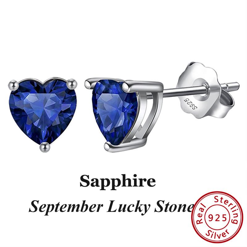 ORSA JEWELS 925 Sterling Silver Birthstone Stud Earrings for Women Sparkling Heart Cut CZ Small Earrings Birthday Gift APE32