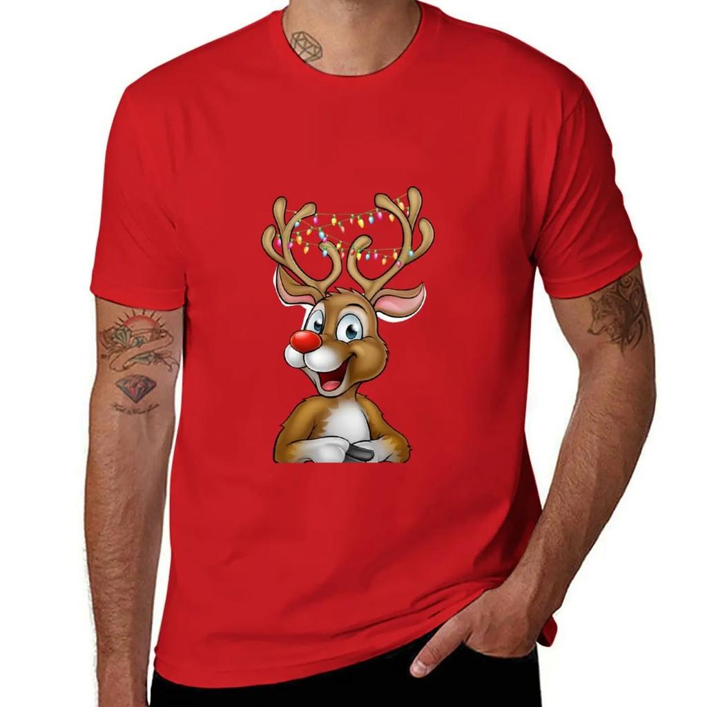 Adorable Reindeer T-Shirt Quick Drying Vintage Clothes Graphic Tee Shirt Graphic T Shirts Men's T-shirts