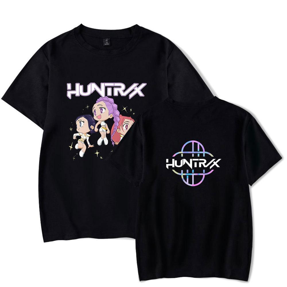 Anime KPop Demon Hunters Huntrix Tshirt Men Women Fashion Cotton T Shirt Summer Unisex Crewneck Short Sleeve  Streetwear Tees