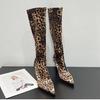 Fashion Boots Women's Leopard Long Boots Sexy Shoes Woman High Heels Autumn Knee High Boots Leather Cowboy Women Shoes Women 2025
