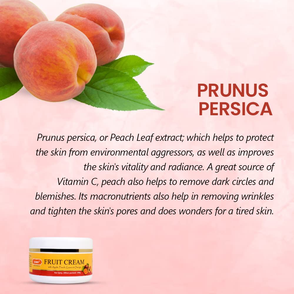 Sunny Fruit Cream 100 gm Pack of 2 for Hydration and Youthful Glow with Apple Peach Guava Orange Extracts