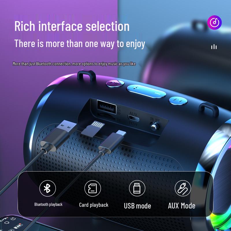 KI-gestützter tragbarer Bluetooth-Lautsprecher mit Farblicht & Subwoofer für den Innen-/Außenbereich