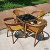 Family-Style Hand-Woven Rattan Chair & Coffee Table Set for Balcony or Leisure Spaces