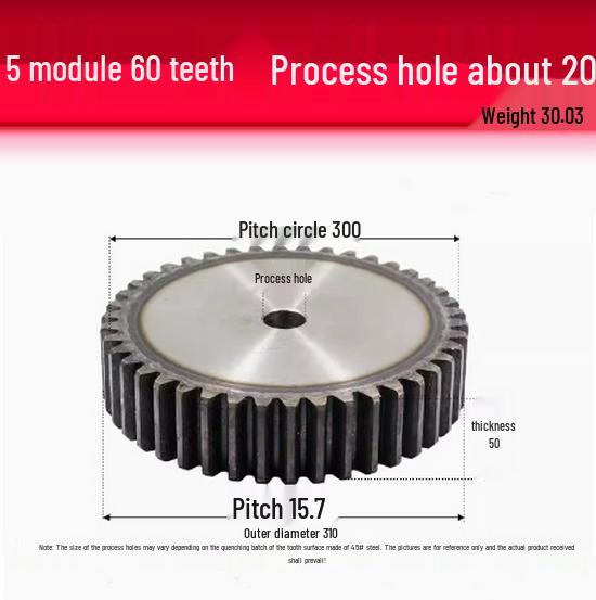 5-Module Gear Rack and Pinion Set: Straight Tooth Gear System with Metal Transmission for Reduction Applications