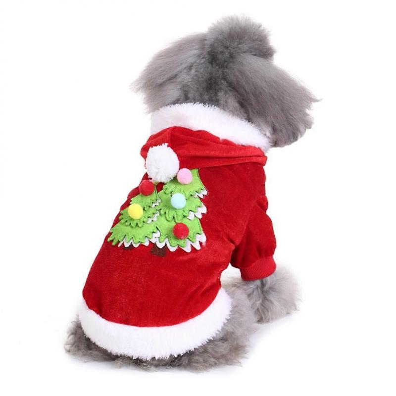 Dog Clothes Christmas Costume for Puppy Dog 2Pcs Red