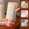 700ML Cute Bow Thermo Water Bottle For Girls Portable Handle 316 Double Drinking Outdoor Sports Straw Vacuum Thermal Bottle Gift