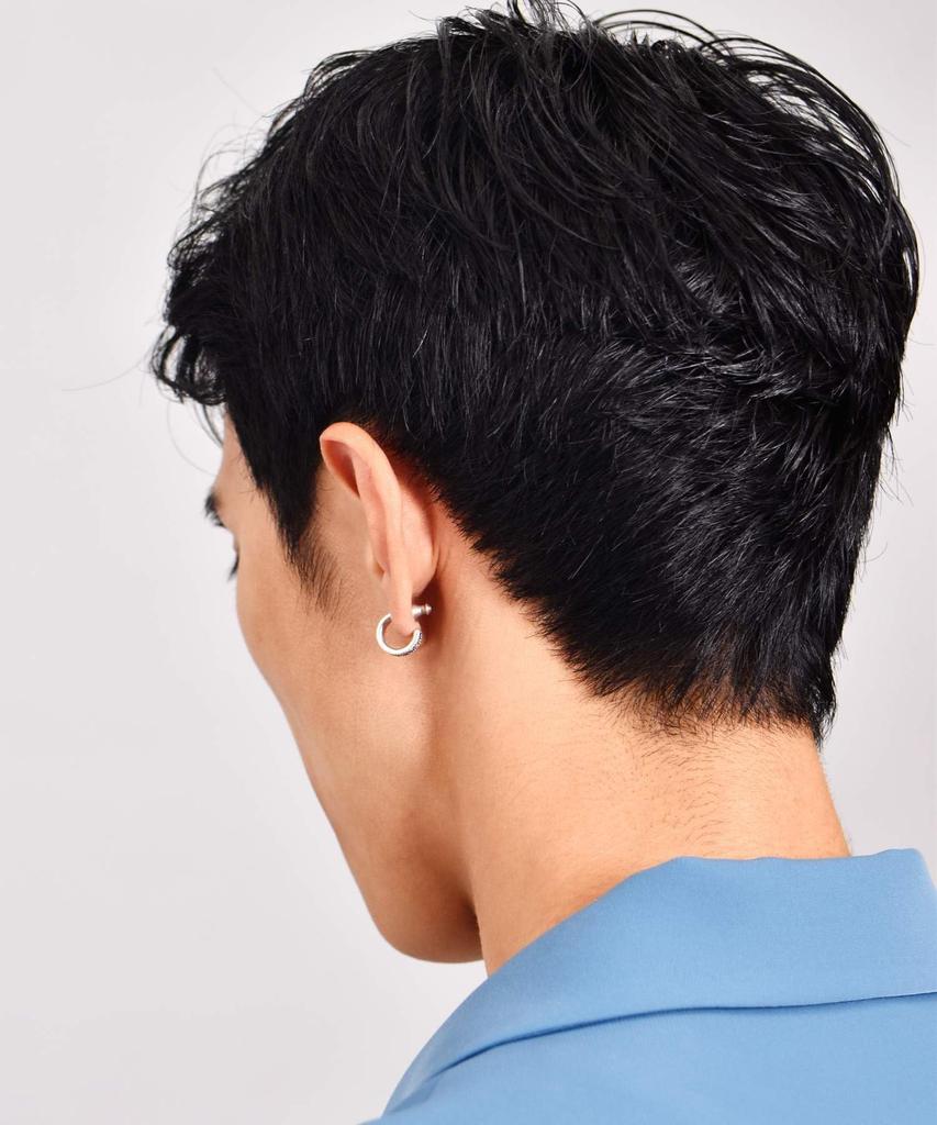 Lionheart HOWL Mane Hoop Earrings, 925 Sterling Silver, Men's, with Pouch