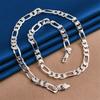 925 Sterling Silver Simple 8MM 16-30 Inch Figaro Chain Necklace Men Women Fashion Party Gift Jewelry