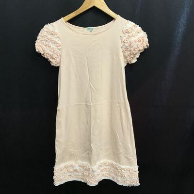 Made In Japan TOCCA Frill Mini Sleeve Dress 150 Kids/XS Women Light Pink Stretch(USED)