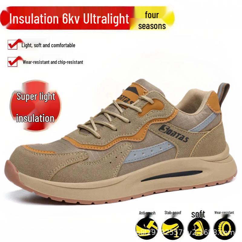 Men's Summer Breathable Steel Toe Safety Work Shoes: Anti-smash, Anti-puncture, Insulated, for Construction Workers