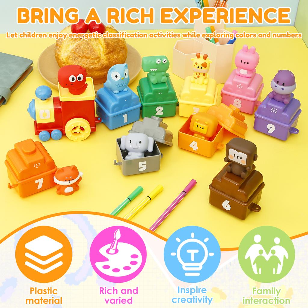 Zoo Train Digital Matching Toy Includes 9 Independent Carriages 1 Locomotive and 10 Animals Toddler Learning Toy