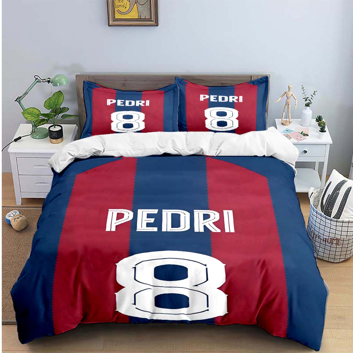 

Spain Fashion Football Star P-Pedri Print Bedding Sets Bed Supplie Set Comforter Set Teens Girls Twin Single Kid Gift AU Single(140*210cm)3pcs