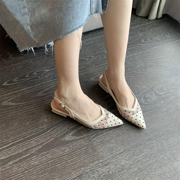 Классические женские туфли класса люкс сандалии в горошек с открытой пяткой женские — фото 10