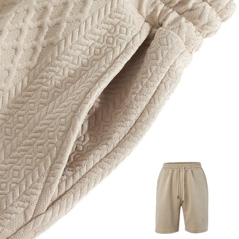 Herren-Shorts in Übergröße für den Sommer, Lässige Passform, Atmungsaktiv, Leicht dehnbar, Tunnelzugbund, Gerades Bein, Jacquard-Stoff