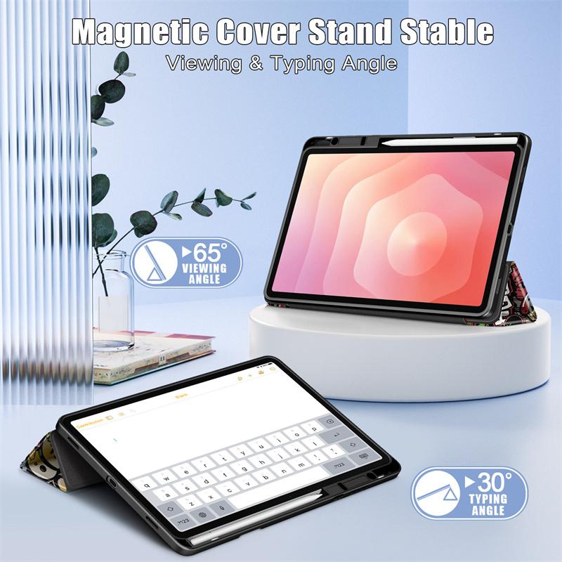 For Samsung Tab S11 Case Trifold Paint Acrylic Hard Back Smart Cover For Funda Galaxy Tab S11 11 inch Case with Pen Holder